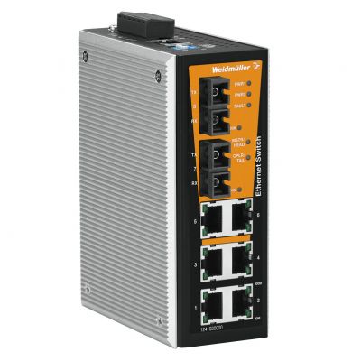 WEIDMULLER IE-SW-VL08MT-6TX-2SCS Network switch (programowany), zarządzany, Fast Ethernet, Liczba portów: 6x RJ45, 2x SC jednomodowy, -40 °C...75 °C, IP30 1241020000 /1szt./ (1241020000)